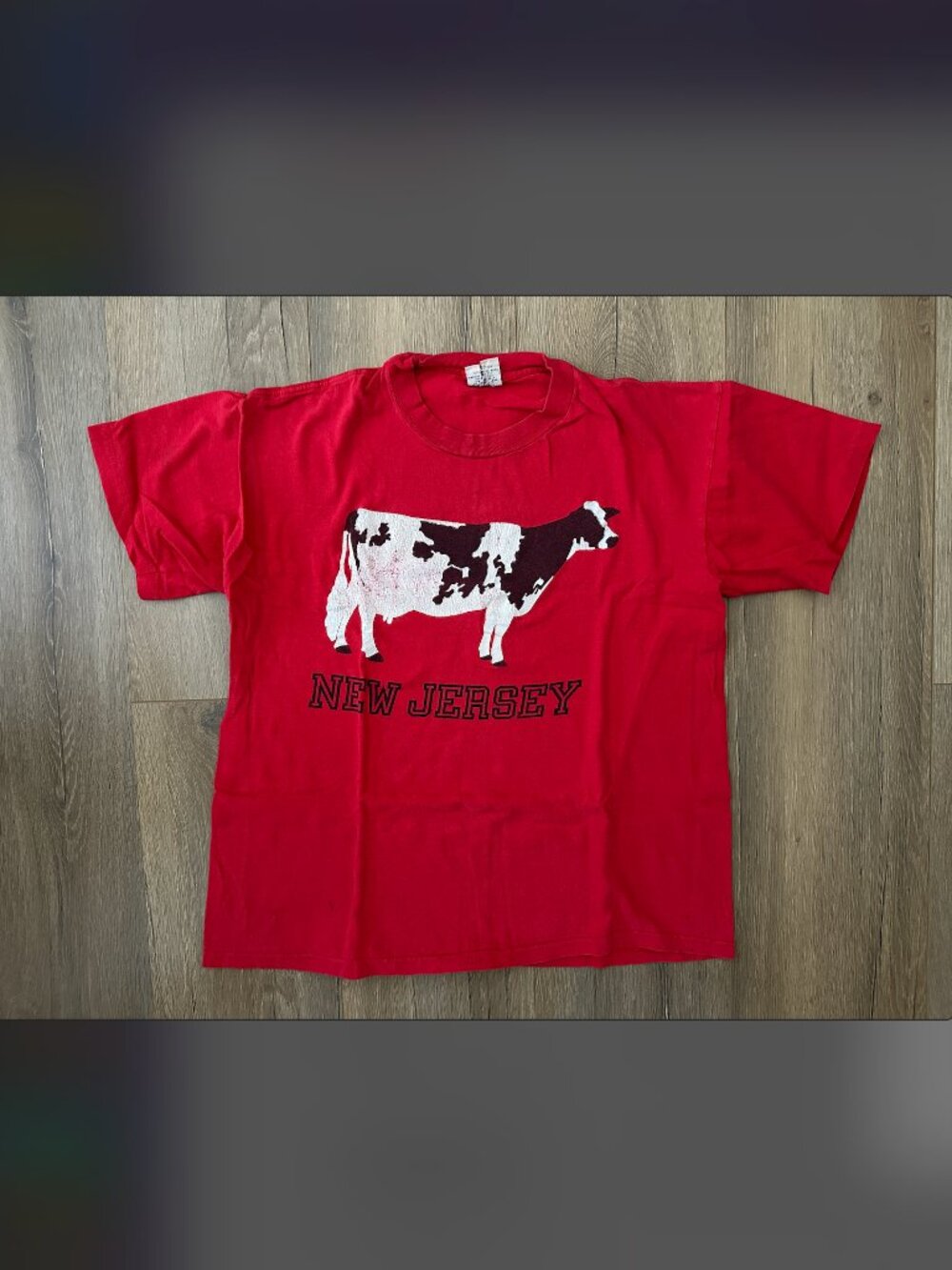Vintage 80s NEW JERSEY Cow Tee Signal Label